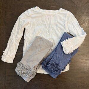 Ruffle Butts, Basics, 1 Long-Sleeve T and 2 Pair Ruffled Leggings, Size 2T/3T